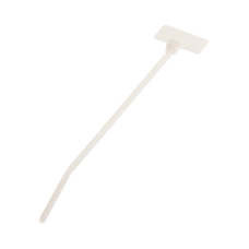 Cincho de Identificación Tipo Bandera, 109 mm largo x 2.4mm ancho, Área de Marcado de 7.9 x 19.1 mm, Nylon 6.6, Color Natural, Bolsa de 100pz