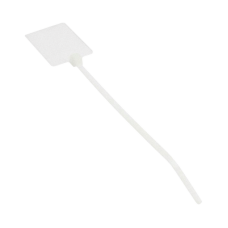 Cincho de Identificación Tipo Bandera, 130 mm largo x 2.5mm ancho, Área de Marcado de 19.1 x 26.4 mm, Nylon 6.6, Color Natural, Bolsa de 100pz