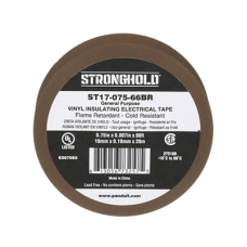 Cinta Eléctrica STRONGHOLD para Aislar, de PVC, Uso General Reparación y Mantenimiento, Grosor de 0.18mm (7 mil), Ancho de 19mm, y 20.12m de Largo, Color Café Cinta Eléctrica STRONGHOLD para Aislar, de PVC, Uso General Reparación y Mantenimiento, Grosor de 0.18mm (7 mil), Ancho de 19mm, y 20.12m de Largo, Color Café