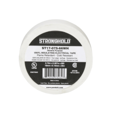 Cinta Eléctrica STRONGHOLD para Aislar, de PVC, Uso General Reparación y Mantenimiento, Grosor de 0.18mm (7 mil), Ancho de 19mm, y 20.12m de Largo, Color Blanco Cinta Eléctrica STRONGHOLD para Aislar, de PVC, Uso General Reparación y Mantenimiento, Grosor de 0.18mm (7 mil), Ancho de 19mm, y 20.12m de Largo, Color Blanco