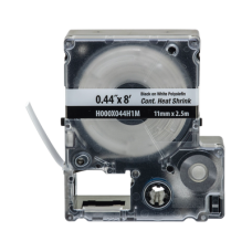 Casete de Etiquetas de Poliolefina de Cinta Continua, Tubo Termocontráctil, 11.2 mm (0.44 pulgadas) de Ancho y 2.4 metros (7.87 pies) de Largo, Para Cables de 2 a 6.4 mm (16-10 AWG) de Diámetro, Color Blanco Casete de Etiquetas de Poliolefina de Cinta Continua, Tubo Termocontráctil, 11.2 mm (0.44 pulgadas) de Ancho y 2.4 metros (7.87 pies) de Largo, Para Cables de 2 a 6.4 mm (16-10 AWG) de Diámetro, Color Blanco