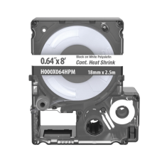 Casete de Etiquetas de Poliolefina de Cinta Continua, Tubo Termocontráctil, 16.3 mm (0.64 pulgadas) de Ancho y 2.4 metros (7.87 pies) de Largo, Para Cables de 5.3 a 10.9 mm (8 - 2 AWG) de Diámetro, Color Blanco Casete de Etiquetas de Poliolefina de Cinta Continua, Tubo Termocontráctil, 16.3 mm (0.64 pulgadas) de Ancho y 2.4 metros (7.87 pies) de Largo, Para Cables de 5.3 a 10.9 mm (8 - 2 AWG) de Diámetro, Color Blanco