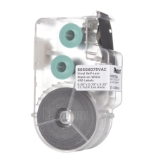 Casete de 450 Etiquetas Autolaminadas de 12.7 x 19.1 mm (0.5 x 0.75 pulgadas), para Cables de 2 a 4 mm (0.08 a 0.16 pulgadas) de Diámetro, Área de Impresión Color Blanco