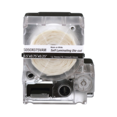 Casete de 425 Etiquetas Autolaminadas de 12.7 x 19.1 mm (0.5 x 0.75 pulgadas), para Cables de 2 a 4 mm (0.08 a 0.16 pulgadas) de Diámetro, Área de Impresión Color Blanco