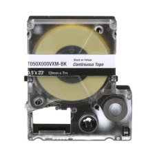 Casete de Etiquetas de Vinilo de Cinta Continua, Color Negro Sobre Amarillo, Uso Interior/Exterior, 9 mm de Ancho x 7 Metros (22.97 Pies) de Largo