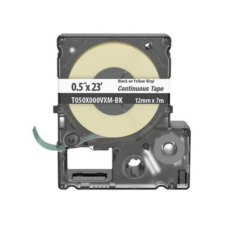 Casete de Etiquetas de Vinilo de Cinta Continua, Color Negro Sobre Amarillo, Uso Interior/Exterior, 9 mm de Ancho x 7 Metros (22.97 Pies) de Largo