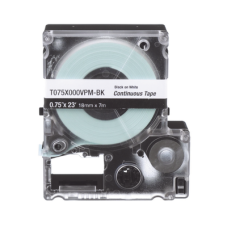 Casete de Etiquetas de Vinilo de Cinta Continua, Color Negro Sobre Blanco, Uso Interior/Exterior, 18 mm de Ancho x 7 Metros (22.97 pies) de Largo