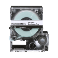 Casete de Etiquetas de Vinilo de Cinta Continua, Color Negro Sobre Blanco, Uso Interior/Exterior, 24 mm (0.94 Pulgadas) de Ancho x 7.6 Metros (24.93 Pies) de Largo