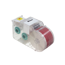 Casete de Etiquetas de Vinilo de Cinta Continua, Color Blanco Sobre Rojo, Uso Interior/Exterior, 25.4 mm de Ancho x 7.6 Metros de Largo (24.93 Pies)