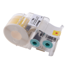 Casete de Etiquetas de Vinilo de Cinta Continua, Color Negro Sobre Amarillo, Uso Interior/Exterior, 25.4 mm de Ancho x 7.6 Metros de Largo (24.93 Pies)