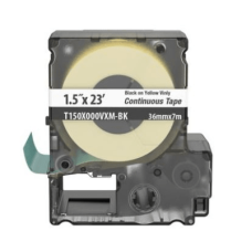 Casete de Etiquetas de Vinilo de Cinta Continua, Color Negro Sobre Amarillo, Uso Interior/Exterior, 36 mm de Ancho x 7 Metros (22.97 Pies) de Largo