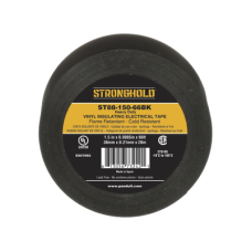 Cinta Eléctrica STRONGHOLD para Aislar, de PVC, Trabajo Pesado Eléctrico Industrial (Soporta UV, abrasión, agua, aceite y corrosión), Grosor de 0.21 mm (8.5 mil), Ancho de 38 mm, y 20 m de Largo, Uso Interior/Exterior, Color Ne