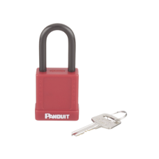 Candado de Bloqueo LOTO de Seguridad Dieléctrico, Con Llave Única, Diámetro de 6.5 mm, Color Rojo