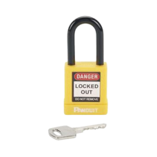 Candado de Bloqueo LOTO de Seguridad Dieléctrico, Con Llave Única, Diámetro de 6.5 mm, Color AMARILLO
