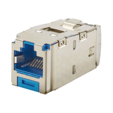 Conector Jack RJ45 Blindado, Estilo TG, Mini-Com, Categoría 6A, de 8 Posiciones y 8 Cables, Color Azul