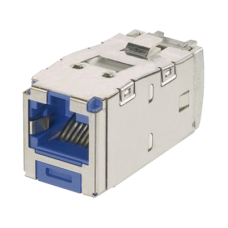 Conector Jack RJ45 Blindado, Llaveado Azul, Estilo TG, Mini-Com, Categoría 6A, de 8 Posiciones y 8 Cables, Color Azul