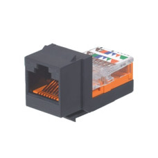 Conector Jack Estilo Leadframe, Tipo Keystone, Categoría 5e, de 8 Posiciones y 8 Cables, Color Negro