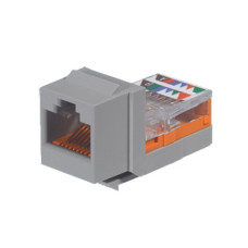 Conector Jack Estilo Leadframe, Tipo Keystone, Categoría 5e, de 8 posiciones y 8 cables, Color Gris