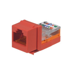 Conector Jack Estilo Leadframe, Tipo Keystone, Categoría 5e, de 8 Posiciones y 8 Cables, Color Rojo
