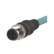 Cable de Conexión IndustrialNet Cat5e, de M12 D-Code Macho Recto a M12 D-Code Macho Angulado, Blindado S/FTP, Forro TPO, Color Azul Cerceta, 1 Metro