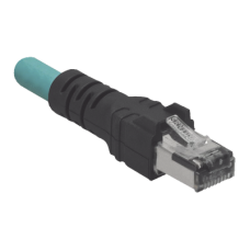 Cable de Conexión IndustrialNet Cat5e, de M12 D-Code Macho a Plug RJ45, Blindado S/FTP, Forro TPO, Color Azul Cerceta, 5 Metros