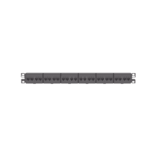 Panel de Parcheo con 24 Acopladores Mini-Com, Plano, Categoría 5e, de 1 UR, Color Negro