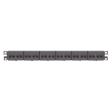 Panel de Parcheo con 24 Acopladores Mini-Com, Plano, Categoría 6, de 1 UR, Color Negro