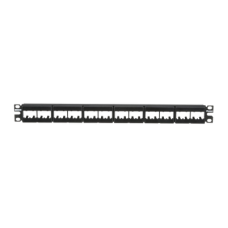 Panel de Parcheo Modular Mini-Com (Sin Conectores), Plano, Sin Blindaje, Con Etiqueta y Cubierta, de 24 Puertos, 1UR