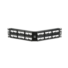 Panel de Parcheo Modular Mini-Com (Sin Conectores), Angulado, Sin Blindaje, Con Etiqueta y Cubierta, de 48 Puertos, 2UR
