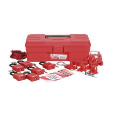 Kit de Bloqueo LOTO para Contratistas con Componentes (Color Rojo).