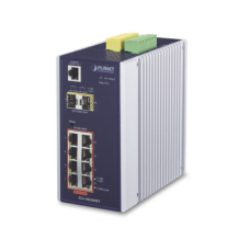 Switch Industrial Administrable Capa 2, 8 puertos PoE Gigabit 802.3af/at, 2 Puertos SFP de 1 / 2.5 Gigabit, Entrada de Voltaje Secundaria para Fuente Redundante