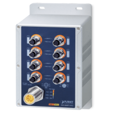 Switch Industrial IP67 8 Puertos 10/100TX M12 / IEEE 802.3at PoE+ / 180W PoE Budget / -40~75°C / Aluminio / DIN-Rail y Montaje en Pared / Protección ESD y Sobretensiones de 6KV Switch Industrial IP67 8 Puertos 10/100TX M12 / IEEE 802.3at PoE+ / 180W PoE Budget / -40~75°C / Aluminio / DIN-Rail y Montaje en Pared / Protección ESD y Sobretensiones de 6KV