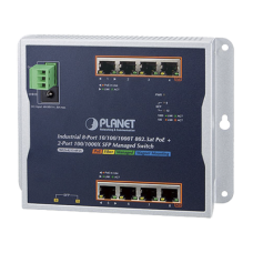 Switch Industrial PoE Administrable de Pared Capa 2, 8 Puertos Gigabit PoE 802.3at y 2 Puertos 100/1000X SFP Switch Industrial PoE Administrable de Pared Capa 2, 8 Puertos Gigabit PoE 802.3at y 2 Puertos 100/1000X SFP