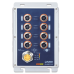 Switch Industrial IP67 8 Puertos 10/100TX M12 / IEEE 802.3at PoE+ / 180W PoE Budget / -40~75°C / Aluminio / DIN-Rail y Montaje en Pared /  Protección ESD y Sobretensiones de 6KV