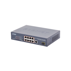 Switch no Administrable 8 puertos 10/100 PoE 802.3af/at 135W, 1 puerto Uplink 10/100/1000 y 1 SFP 100/1000 para escritorio