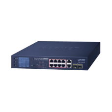 Switch No Administrable 8 Puertos Gigabit con Modo Extender a 250 m,  2 Puertos Uplink 10/100/1000 Mbps, 2 Puertos SFP