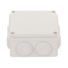 Caja Derivación-Conexión de Plástico (100 X 100 X 54 mm) con 7 Glándulas de Goma. Para Instalaciones Comerciales, Residenciales e Industriales. Incluye Tornillería para su Tapa.