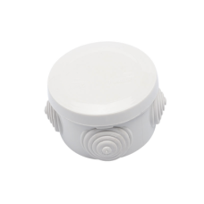 Caja Derivación-Conexión de Plástico Circular con 4 Glándulas de Goma (70 diámetro X 48 alto mm). Para Instalaciones Comerciales,  Residenciales e Industriales. Cerrado a Presión.