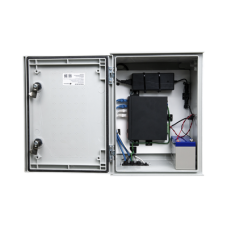 KIT de Gabinete de Poliéster (300 x 400 x 200 mm) + Controlador de Carga con Switch PoE (5) + Batería de 12V 7Ah