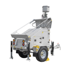 Traila / Remolque con Mástil Retráctil de 7.5 m. para Videovigilancia o Iluminación, con Bases para Instalar Paneles Solares y Baterías (No incluidos)