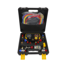 Manómetro de 4 vías con Accesorios para Gas refrigerante  R410A/ R32/ R134A/R22