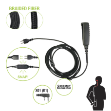Cable para Micrófono audífono SNAP intercambiable con conector para Radios Kenwood con conector de 2 pines.