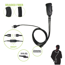 Micrófono con cable de fibra trenzada serie SNAP compatible con ICOM MULTIPIN (Pequeño) F30/40.