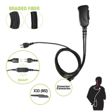 Micrófono con cable de fibra trenzada serie SNAP compatible con conector Multipin Motorola Serie GP.