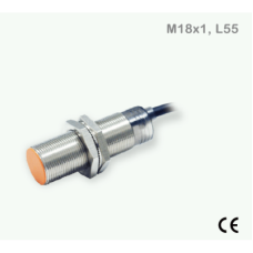 Sensor de Proximidad Inductivo Cilíndrico / M18 / 5 mm de Detección / PNP N.O. / Cable 3 Hilos 2 Metros / IP67 / Protección contra Cortocircuito y Polaridad Inversa / −25 a +70°C