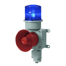 Combinación de baliza LED color Azul con sirena electrónica para aplicaciones de la industria pesada  máx.114 dB a 220 VCA