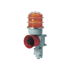 Combinación de baliza LED color Ámbar con sirena electrónica para aplicaciones de la industria pesada  máx.114 dB a 24 VCD