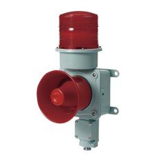 Combinación de baliza LED color roja con sirena electrónica para aplicaciones de la industria pesada  máx.120 dB a 24 VCD