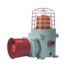 Combinación de baliza LED color Ámbar con patrón fijo y flasheante con sirena electrónica, máx. 118 dB para zonas peligrosas a 24 VCD