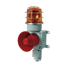 Combinación de luz de advertencia giratoria color Ámbar con bocina eléctrica para aplicaciones de la industria a 24 VCD, máx. 120 dB Combinación de luz de advertencia giratoria color Ámbar con bocina eléctrica para aplicaciones de la industria a 24 VCD, máx. 120 dB